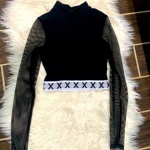 Dolls kill Top w fishnet sleeves SOLD